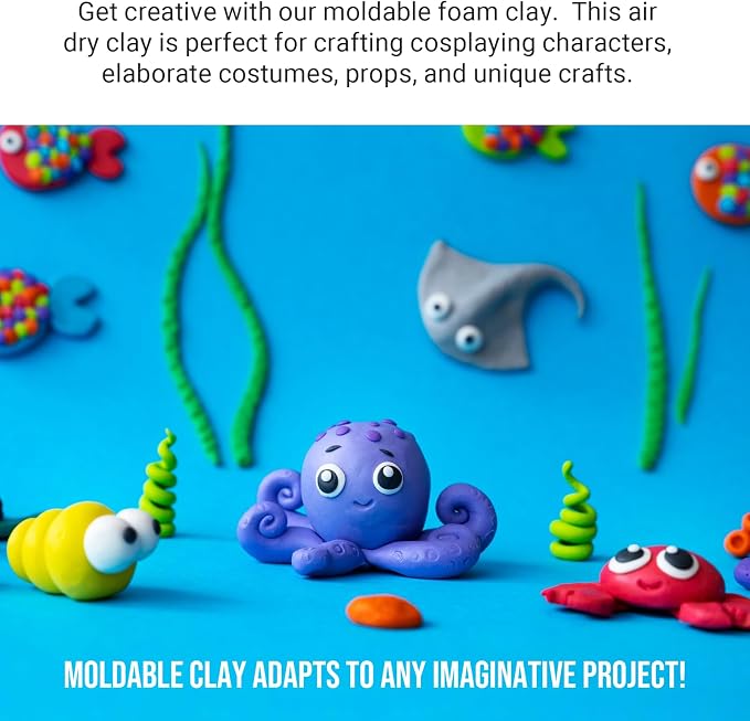 CALPALMY Air Dry Clay, 24-Pack Colors Moldable Cosplay Foam Clay for Kids Gifts Partty and School Project Supplies, Perfect for Crafts Sculpting and Artistic Projects (8.5oz/Pack)
