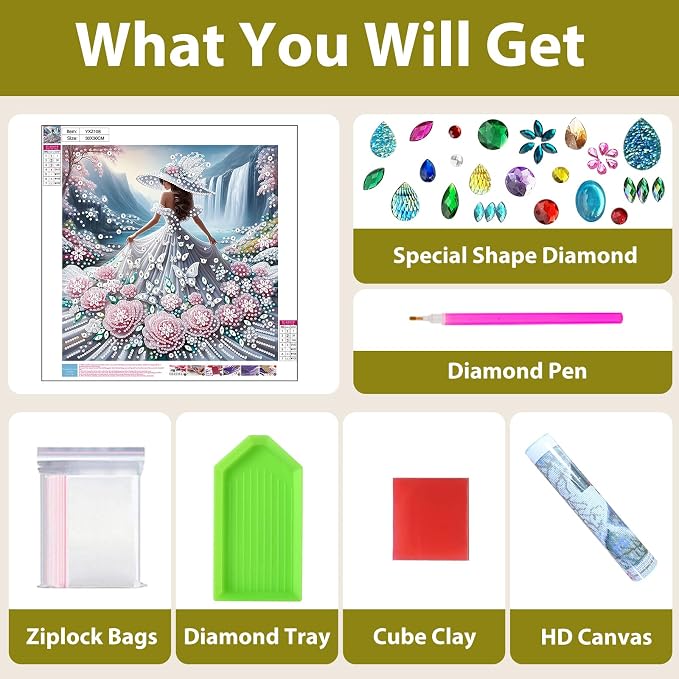 Woman Diamond Art Kits for Adults Special Shape Diamond Painting