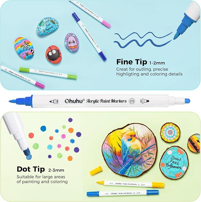 Ohuhu Acrylic Paint Markers 36 Colors Fine & Dot Acrylic Markers - Akaka
