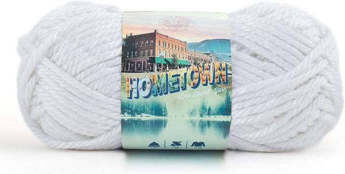 Lion Brand Yarn, Hometown Yarn, New York White, 1 Pack | Super Bulky Acrylic Fiber for Warm Crochet Blankets, Knit Winter Hats, Chunky Cardigans, Soft Scarves, Weaving