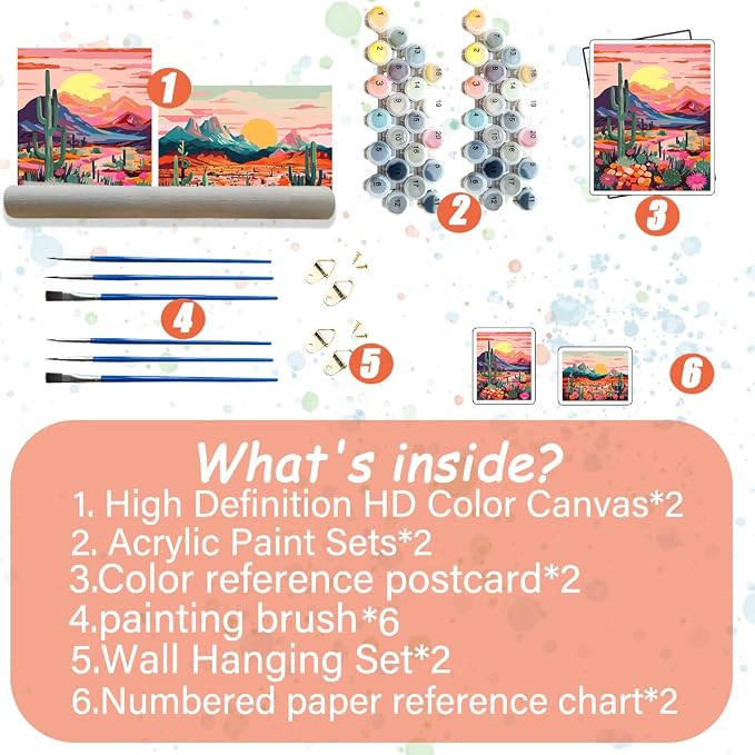 2 Pack National Park Paint by Numbers Kit for Adults Beginner,Landscape Paints by Numbers Kits for Adults On Canvas Wander Painting National Parks Paint by Number On Mountain 12x16 Inch(Without Frame)