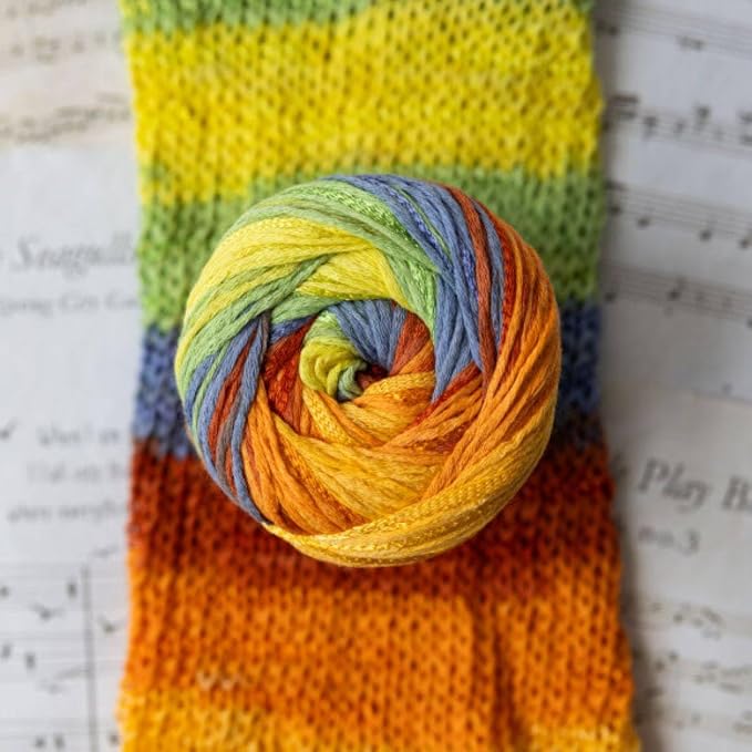 YarnArt Symphony Dream Cotton Yarn -%80 Cotton%20 Viscose Rainbow Multicolor Crochet Knitting Yarn - Suitable for All Blouses, Dresses, Shawls, Bags, Hats - 273 Yards, 3.52 Oz (1 Skein) (3103)
