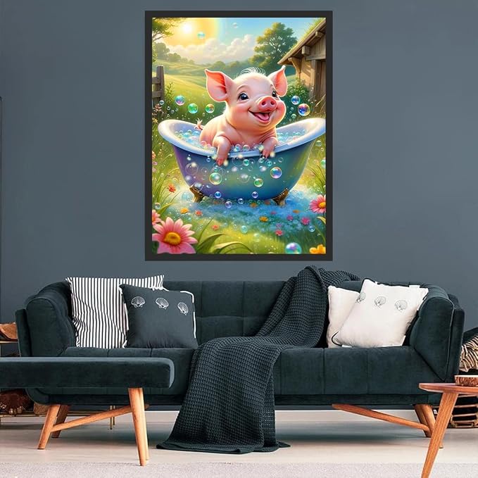 ijbnhd 5D Pig Diamond Art Kits for Adults Diamond Painting 12X16inch