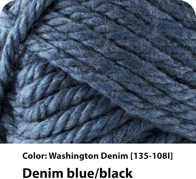Lion Brand Yarn 135-108I Hometown Yarn, Washington Denim (1 skein) | Super Bulky Acrylic Fiber for Warm Crochet Blankets, Knit Winter Hats, Chunky Cardigans, Soft Scarves, Weaving
