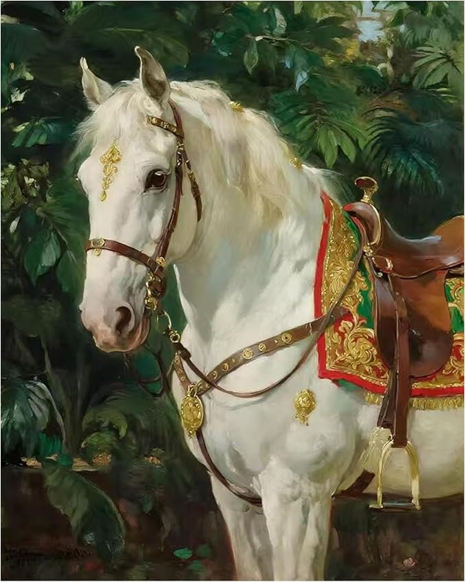 XTCIXAL Paint by Numbers Kit for Adults, Horse - 16X20 Inch | DIY Paint by Number for Adults Beginner, High-Definition Color Canvas, Stress Relief, Home Wall Decor, Gifts, Unframed