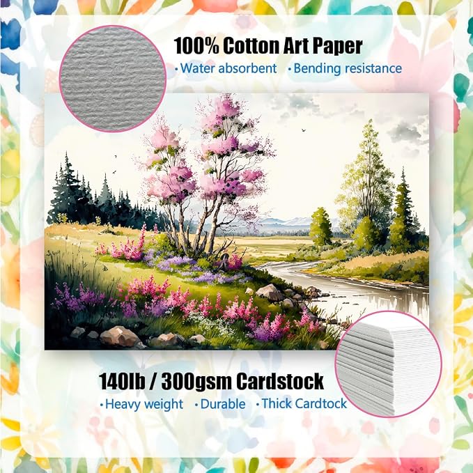 ANSSDO 50 Packs Blank Watercolor Cards with Envelopes Set 5x7 Inch