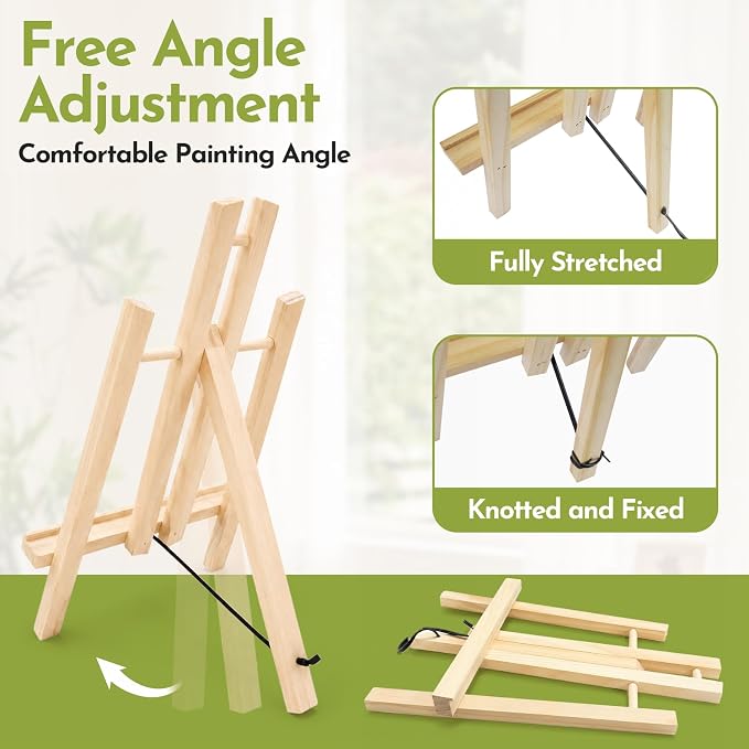 Conda 2 Pack 11.8 Inch Wooden Tabletop Easel Stand, A-Frame Art Painting Easel for Painting, Display & Art Creation, Canvas Holder for Artists, Students & Hobbyists