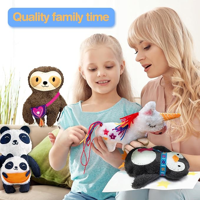 Avenir My First Sewing Kit for Kids 6-8, Penguin Stuffed Animal Craft Set