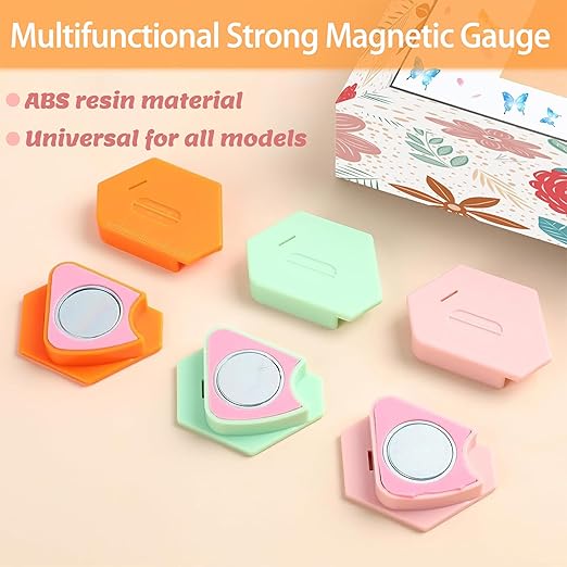 3 Pack Magnetic Seam Guide for Sewing Machine, Upgraded Multifunctional Polygonal Hemmer Guide with Scale, Universal Sewing Accessories Supplies for Magnet Making Machines (3color)