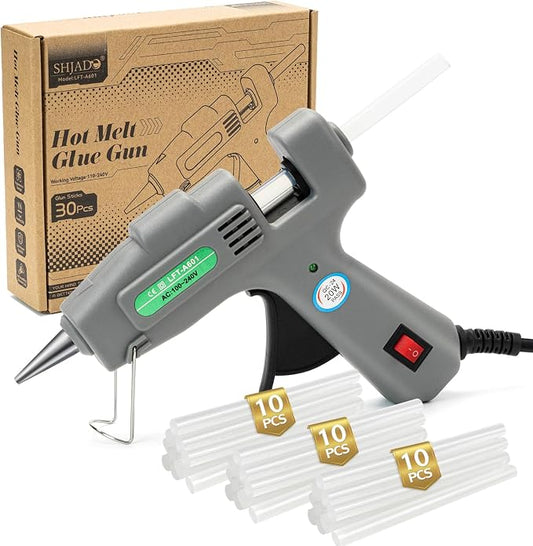 SHJADE Hot Glue Gun with 30 Glue Sticks, 20W Mini Hot Melt Gun Kit(Grey)