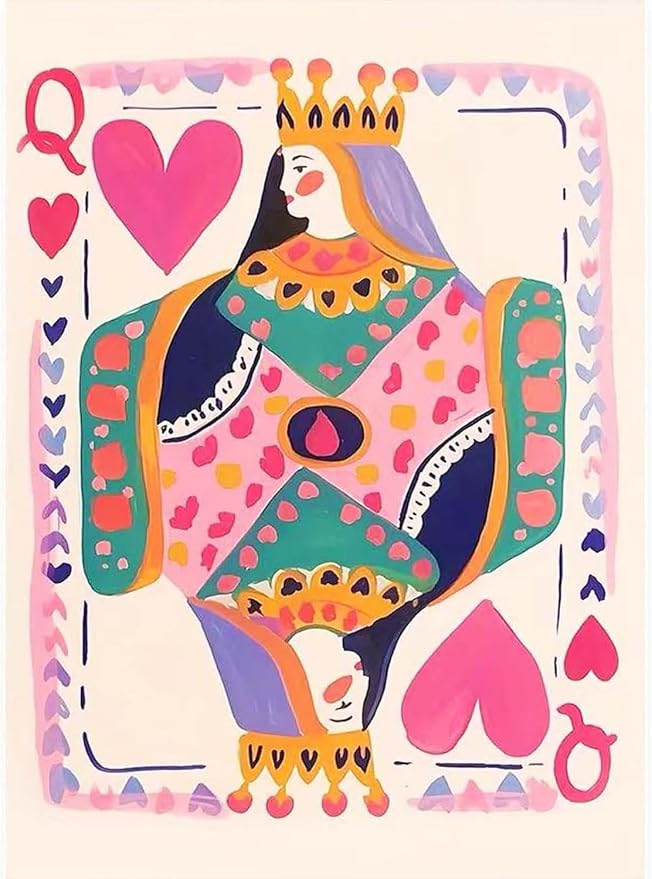 Pink Poker Diamond Art Kits for Adults Diamond Painting Kit for Beginner | 5D DIY Funny Cute Vintage Diamond Dots Full Drill Crafts for Gem Art Dot Art for Adults Home Wall Decor for Teens 12x16 in