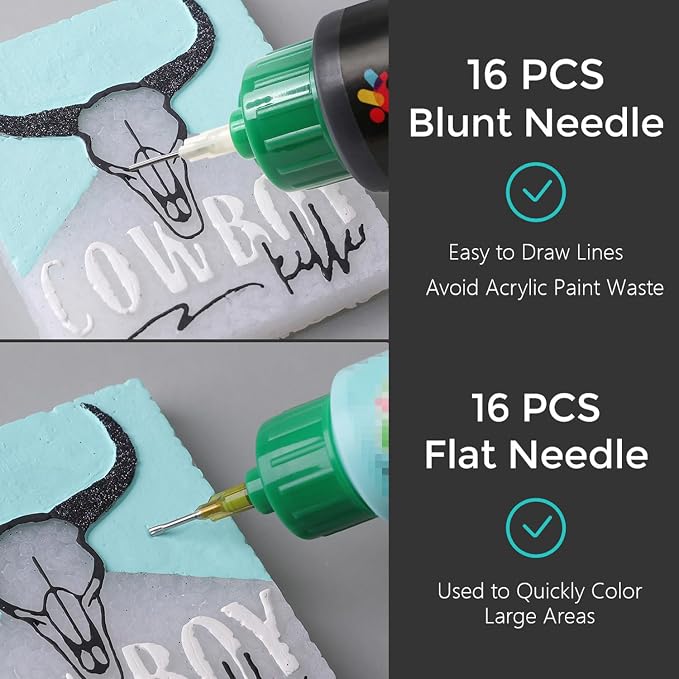 MUBYOK 2oz Matte Acrylic Paint Set with Precision Applicator Cap for Car Freshie Painting, Drawing and DIY Arts & Crafts Supplies for Adults(Pack of 16)