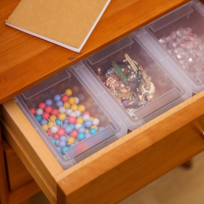 Citylife 8 Packs Plastic Bead Organizers 0.53 QT Clear Storage Containers with Lids for Craft Storage Small Storage Box, 5.28 x 3.86 x 2.36 Inches