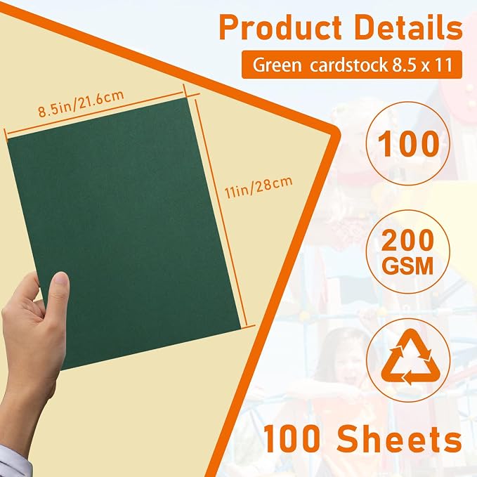 Guakicae 100 Sheets Dark Green Cardstock 8.5 x 11 Scrapbooking Paper 75lb