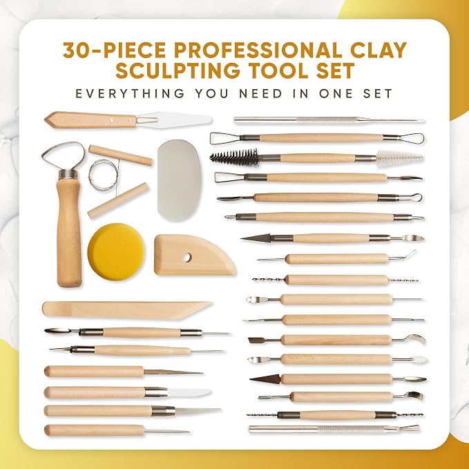 30 Pcs Clay Tools & Pottery Tools Kit, Professional Polymer Clay Sculpting