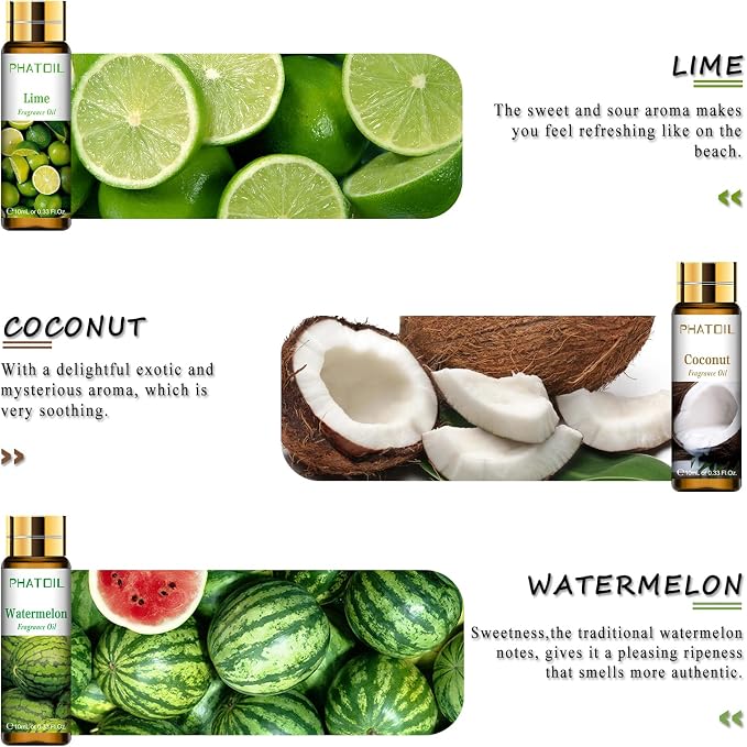 PHATOIL Fruity Fragrance Oil Gift Set for Diffuser, Soap Candle Making