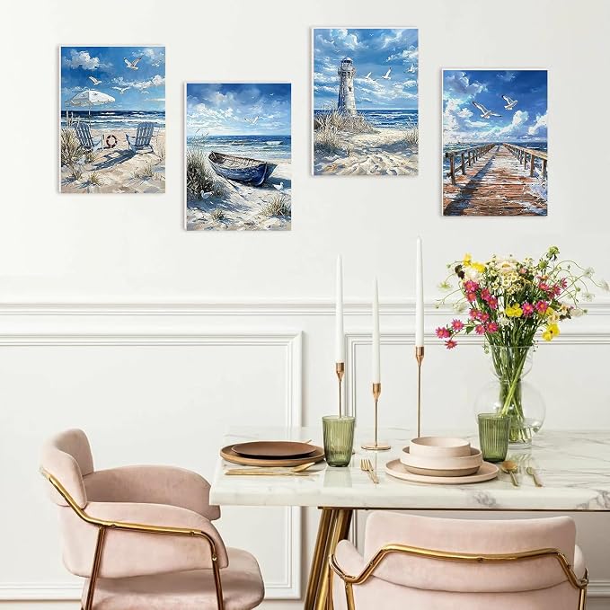 Diamond Art Kits for Adults,4 Pack Beach Diamond Painting Kits 12x16inch