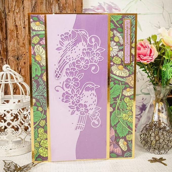 Scrapbooking Die-Cuts, Happy Birthday Ballon Metal Cutting Dies for Card Making, Paper Craft Punch Template, Background Embossing Stencils, DIY Album Décor(Bird Lace-7.8x15.7cm)