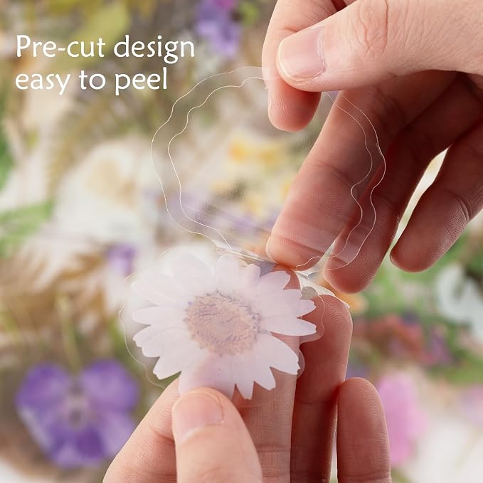 160pcs Transparent Floral & Plant Stickers for Scrapbooking