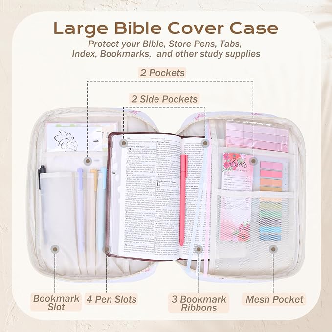 XKDOUS Bible Cover Case for Women Bible Bag Journaling Kit w/Study Supplies
