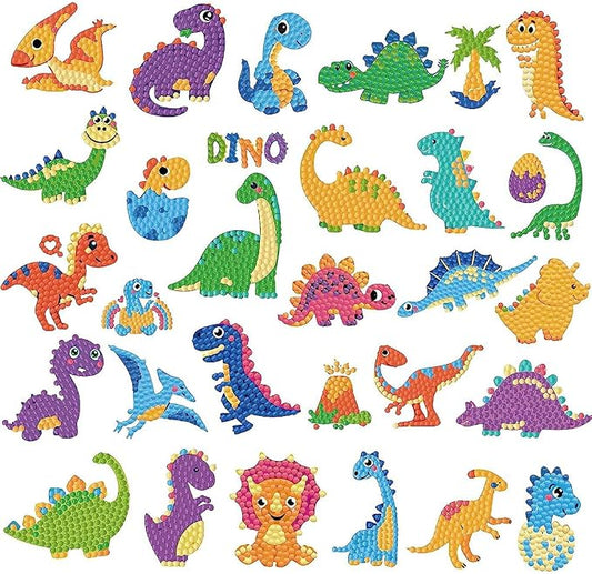 Labeol Diamond Art Kits for Kids Boys and Girls Ages 6-8-10-12 Easy to DIY Creative Diamond Art Sticker Craft by Numbers Kits for Kids and Adult Beginners (New Dinosaurs)