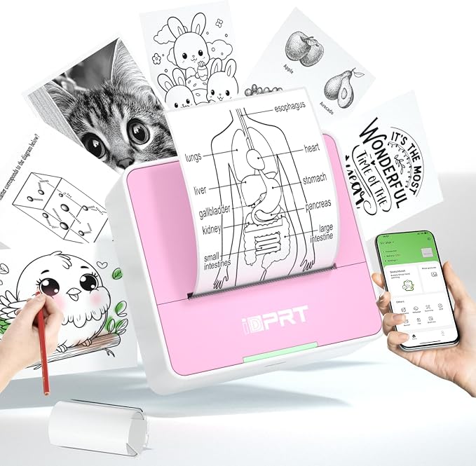 iDPRT Mini Portable Sticker Printer with 1 Roll Sticker Paper