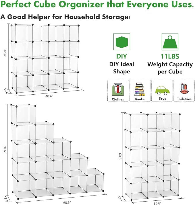 C&AHOME 16 Cube Storage Organizer Cube Shelves Units Storage Cubes, White