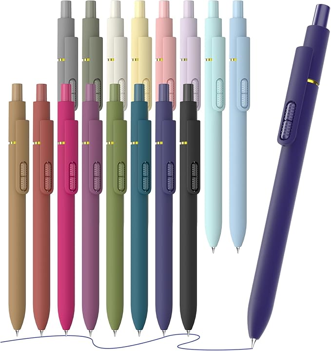 16 Pack Blue Gel Pens with Fidget, 0.7mm Quick-Drying Blue Ink