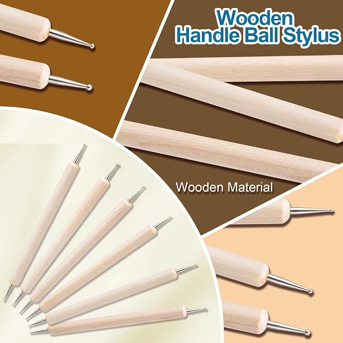 Amrules 10Pcs Double-Ended Stainless Steel Dotting Tools with Multiple Size | Lightweight & Versatile, Multiple Sizes for Precision Dots & Details, Ideal for Rock Painting, Pottery, Nail Art, and More