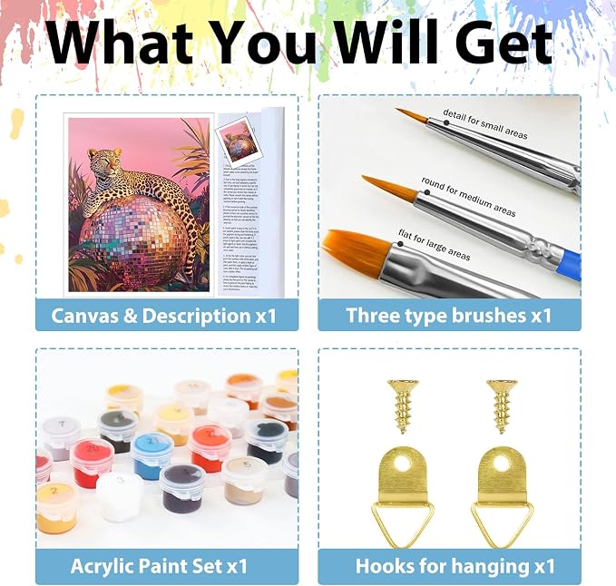 Animal Paint by Numbers Kit for Adults, Adult Paint by Number Kits 16x20 in | Paint by Numbers Kit for Adults, Acrylic Painting by Numbers, DIY Arts and Crafts for Gifts or Home Decor