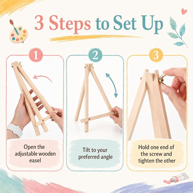 24 Pack 9 Inch Wood Tripod Easel Stand for Painting Canvases