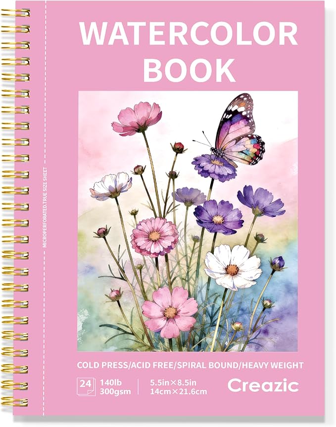 Creazic 5.5"x8.5" Watercolor Paper, Watercolor Sketchbook for Kids & Adults