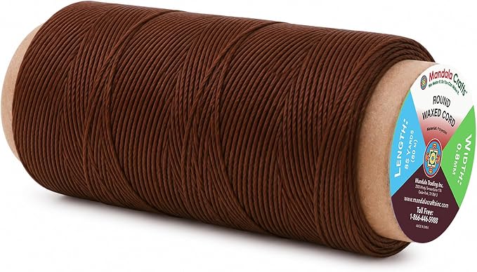 Mandala Crafts 80M 0.8mm Russet Brown Round Waxed Thread for Leather Sewing