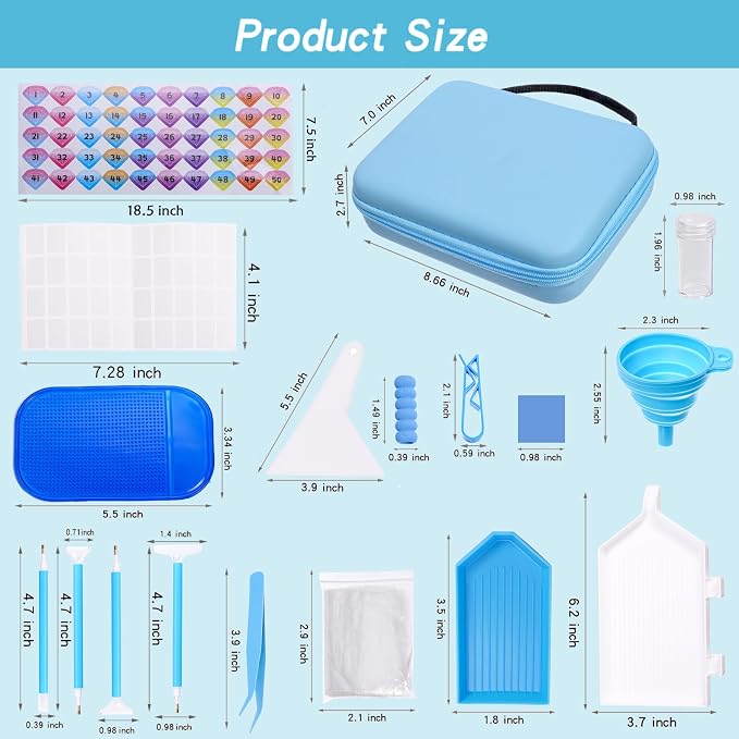 LYMUSUMI Diamond DIY Art Storage 30 Slots Containers | Portable Bead Storage Boxes for Diamond Painting Accessories and Tools for Adults Blue