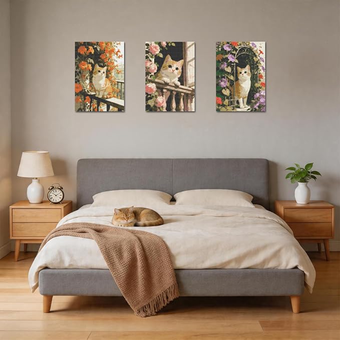 DOTSOPS 5D 6 Pcs Cat Diamond Painting Kits for Adults Diamond Art Kits | Crafts DIY Round Full Drill Painting,Gem Art for Beginner,Home Wall Decor Gift 11.8 x 15.7 Inches