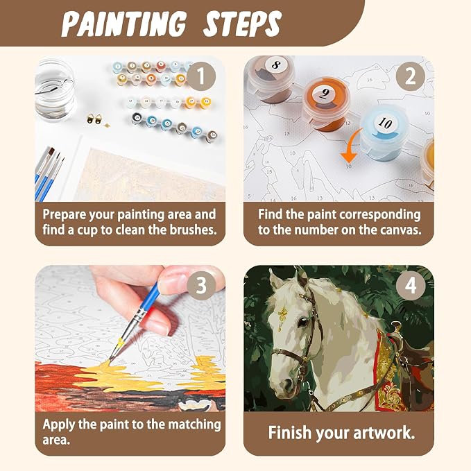 XTCIXAL Paint by Numbers Kit for Adults, Horse - 16X20 Inch | DIY Paint by Number for Adults Beginner, High-Definition Color Canvas, Stress Relief, Home Wall Decor, Gifts, Unframed