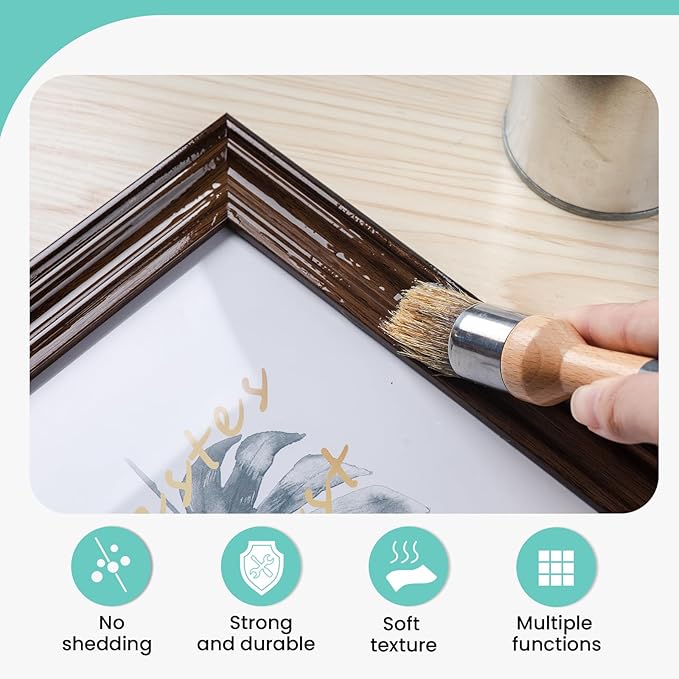 Mister Rui Chalk Wax Paint Brush, 5pcs, Wax Brushes for Waxing and Stencil | Natural Bristles Large Paint Brushes for All in One Paint, Ideal for DIY Home Decor, Art Crafts
