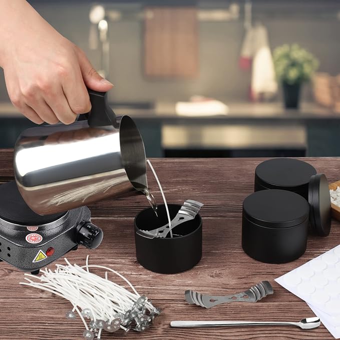 BBAXI Candle Making Pouring Pot with Electric Hot Plate for Melting Wax | Candle Making Kit for Adults Beginners,Electric Hot Plate for Candle Wax Melting,Candle Wax Melting Pot,Beginners Friendly