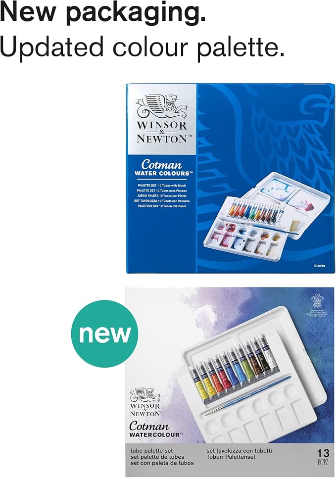 Winsor & Newton Cotman Watercolor Paint Set, 12 Colors Palette Set, 8ml (0.27-oz) Tubes w/ Brush | Introductory Watercolor made with Fine Art Pigments, Perfect for Beginners, Lightfast & Permanent, Good Tinting Strength