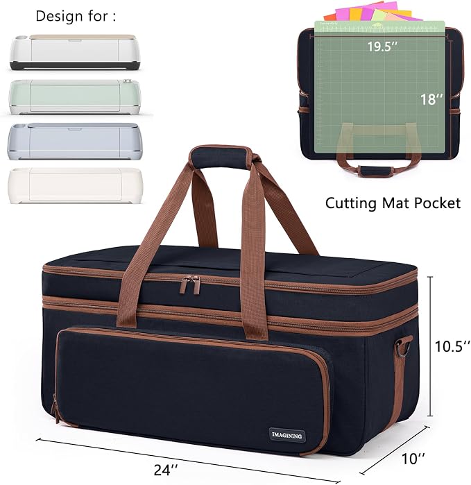 Double Layer Carrying Case with Cutting Mat Pocket & Accessories Storage