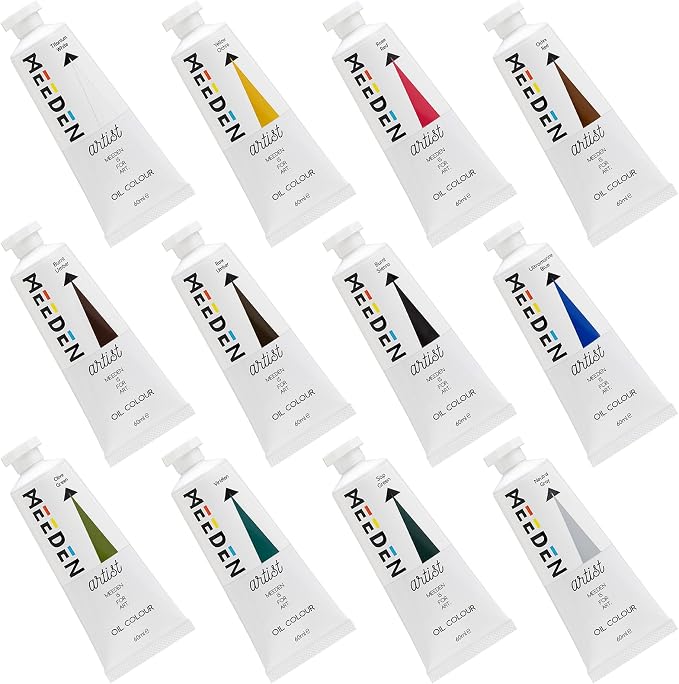 MEEDEN Artist Oil Paint Set - 12 Colors x 60ml/2oz Tubes | Landscape and Plein Air for Canvas Painting, Nature Colors for Sky, Water, Trees and Earth, for Artists and Beginners