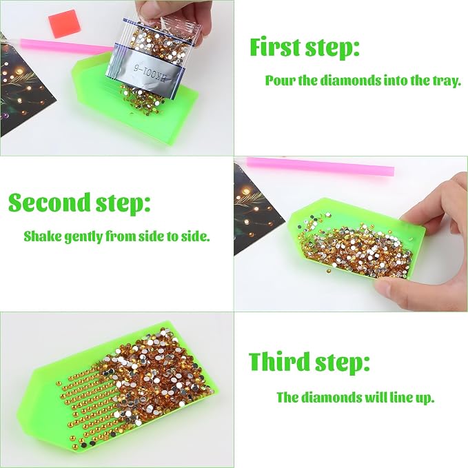 20 Pack Green Diamond Painting Trays – Diamond Art Tool Accessories for 5D DIY Diamond Painting Kits