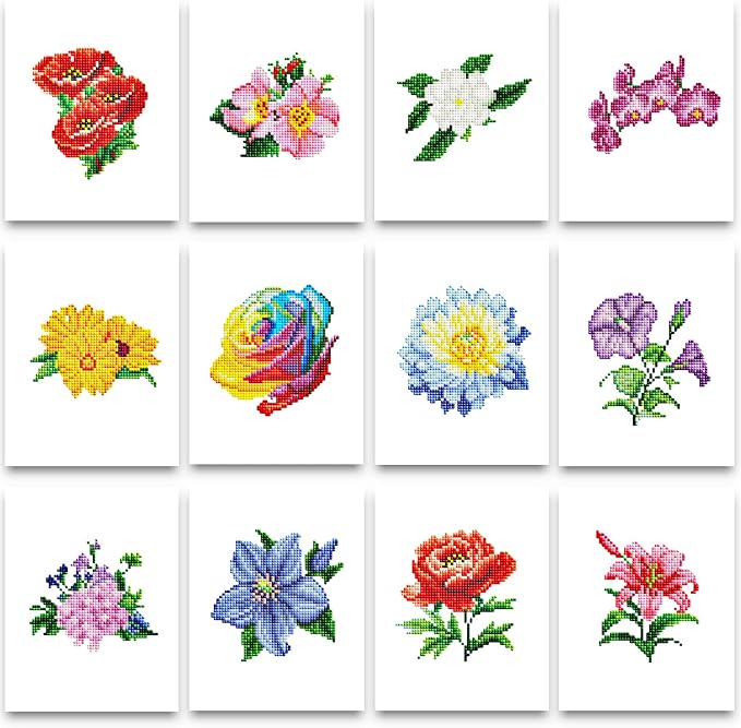 PeakLuv Small Diamond Art Kits Flowers Mini Diamond Painting Kit for Adults