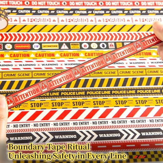 icceemee 30 Rolls Warning line Theme Washi Tape Set, Writable Decorative Tapes for Scrapbooking, Junk Journal Supplies, Bullet Journaling, 0.6"x79" per Roll