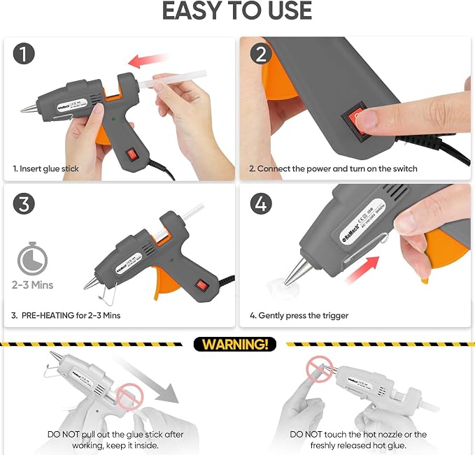 ROMECH 20W Mini Hot Glue Gun Kit, 30 Glue Sticks Set for DIY Crafts, Repair