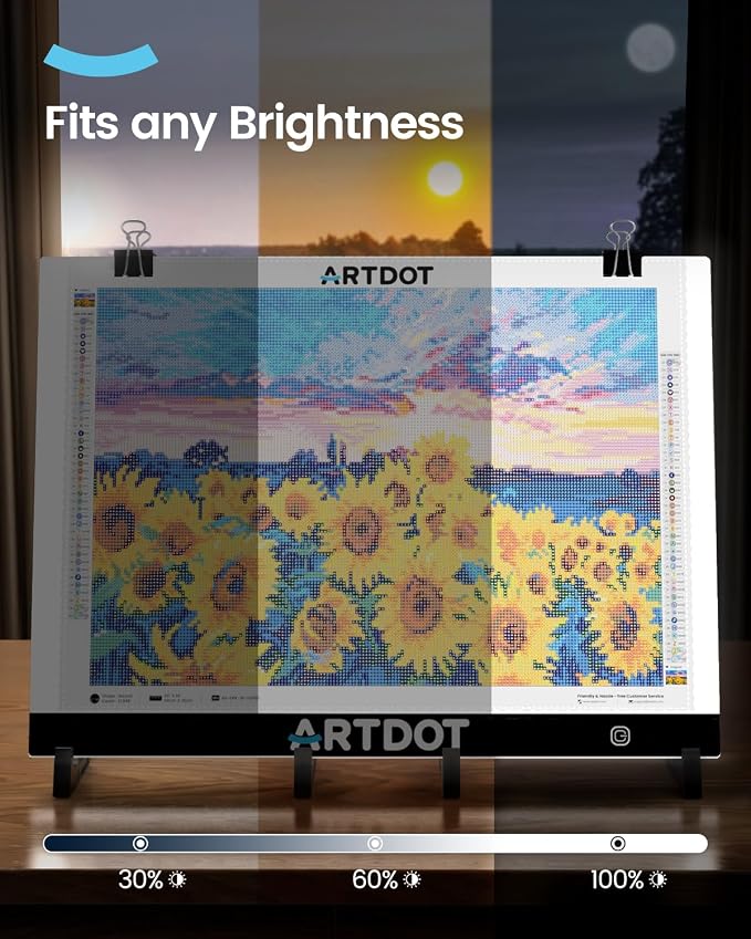 ARTDOT A3 LED Light Pad for Diamond Art Kits for Adults | USB Powered Light Board Kit, Adjustable 3 Brightness Levels with Diamond Painting Tools Detachable Stand and Clips