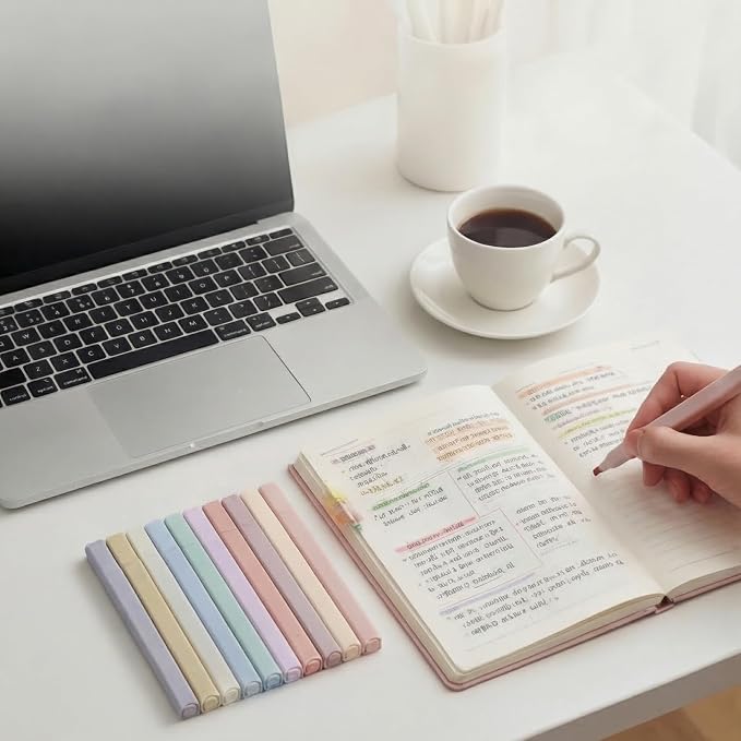 konket 12Pcs Aesthetic Cute Highlighters Bible Pastel Highlighters and Pens no bleed Assorted Colors Double-ended design for Office journaling supplies