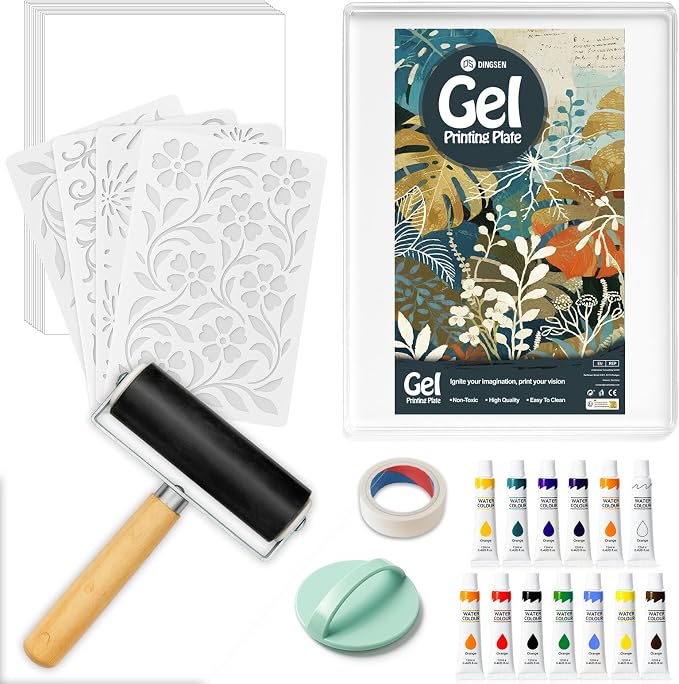 DINGSEN Gel Printing Plate Kit, Printmaking Set for Artists & Crafters