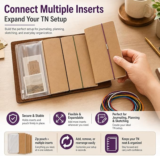 13 Pcs Colorful Elastic Bands for Traveler's Notebook, 13 Unique Colors Connecting Bands Replacement Accessories for Standard Size Journals