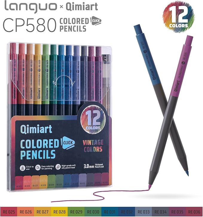 languo Mechanical Colored Pencils, 12PCS Vintage Colors with Sharpener